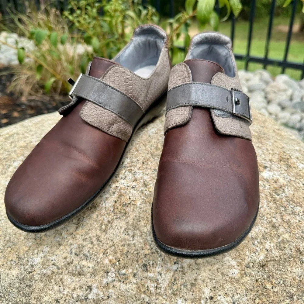 Naot Women's Tane Loafer Shoes Brown Haze Combo Sz 11 Casual Buckle Strap Comfy